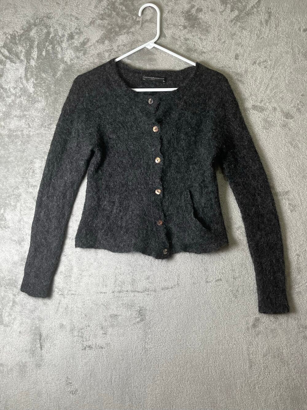 Peruvian Connection Women’s Charcoal Alpaca Wool Button Front Cardigan Sweater S